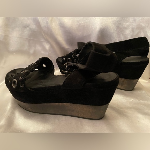 ALL SAINTS Suede Leather Wedge Sandals - Picture 4 of 8